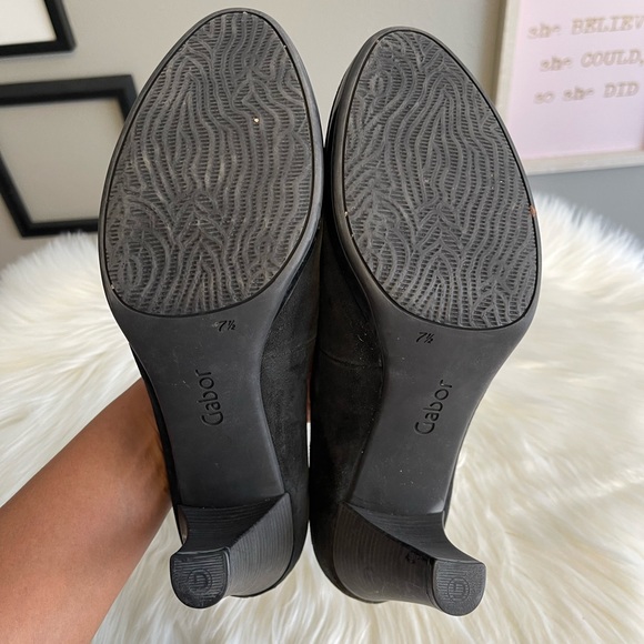 Gabor Black Suede Almond Toe Pumps 10 - Picture 10 of 12